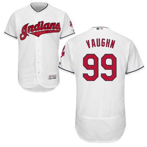 Indians #99 Ricky Vaughn White Flexbase Authentic Collection Stitched MLB Jersey - Click Image to Close